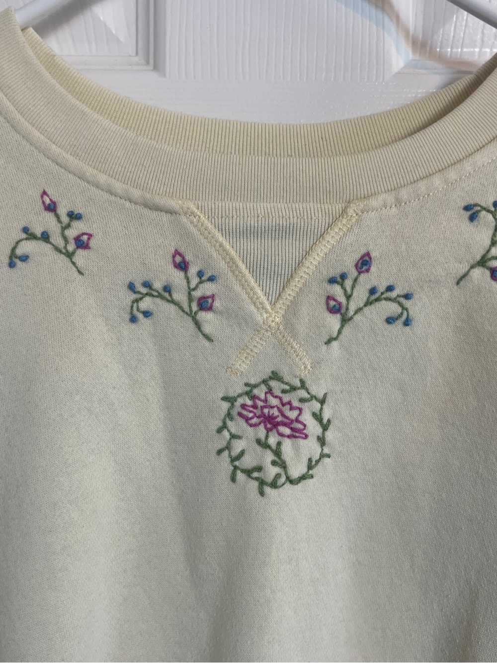 Karen Scott Sweatshirt Yellow Butter Mom Embroidery Size M - Picture 2 of 5